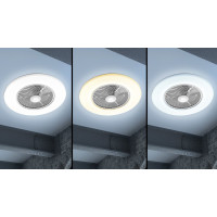 Stropní LED svítidlo s ventilátorem na dálkové ovládání - bílé