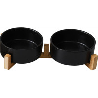Keramické misky pro psy/kočky/zvířata - 2x500 ml - černé