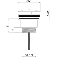 Sapho Umyvadlová výpust 5/4“, neuzavíratelná, velká zátka, 5-65mm, černá mat CV3004B