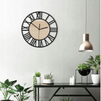 Nástěnné hodiny Loft kulaté 35 cm - kov/dřevo
