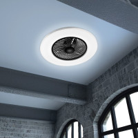 Stropní LED svítidlo s ventilátorem na dálkové ovládání - černé