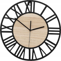 Nástěnné hodiny Loft kulaté 35 cm - kov/dřevo
