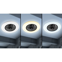 Stropní LED svítidlo s ventilátorem na dálkové ovládání - černé