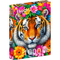 ENJOY Puzzle Pruhy a květiny 1000 dílků