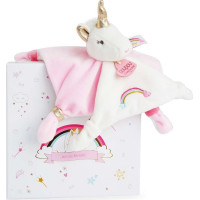 Doudou Dárková sada - plyšový muchláček jednorožec růžový 20 cm