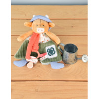 Doudou Dárková sada Plyšová kravička Aneth s úchytem na dudlík 19 cm