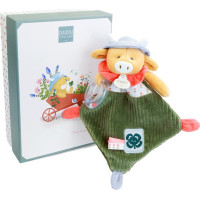 Doudou Dárková sada Plyšová kravička Aneth s chrastítkem 21 cm