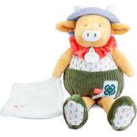 Doudou Dárková sada Plyšová kravička Aneth s dečkou zelená 28 cm