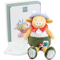 Doudou Dárková sada Plyšová kravička Aneth s dečkou zelená 28 cm