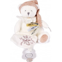 Doudou Dárková sada Plyšový medvídek s úchytem na dudlík a dečkou růžový 20 cm