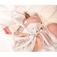 Doudou Dárková sada Plyšový muchláček medvídek s čepičkou 25 cm růžový