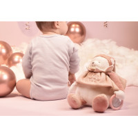 Doudou Dárková sada Plyšový lední medvídek s kroužkem 30 cm růžový