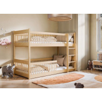 Dětská patrová postel s Montessori lůžkem z masivu borovice BOLEK - 180x80 cm - PŘÍRODNÍ
