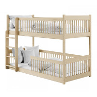 Dětská patrová postel s Montessori lůžkem z masivu borovice BOLEK - 180x80 cm - PŘÍRODNÍ