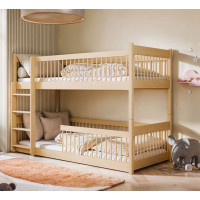 Dětská patrová postel s Montessori lůžkem z masivu borovice BOLEK - 180x80 cm - PŘÍRODNÍ