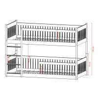 Dětská patrová postel s Montessori lůžkem z masivu borovice BOLEK - 200x90 cm - OLIVOVĚ ZELENÁ