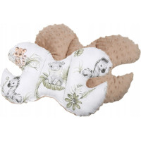Dětská deka do kočárku s polštářkem a motýlkem - BABYMAM PREMIUM set 3v1 - Africká zvířátka s béžovou minky
