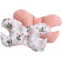 Dětská deka do kočárku s polštářkem a motýlkem - BABYMAM PREMIUM set 3v1 - Romantické květy s meruňkovou minky