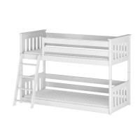 Dětská patrová postel s Montessori lůžkem z masivu borovice KEVIN - 200x90 cm - BÍLÁ