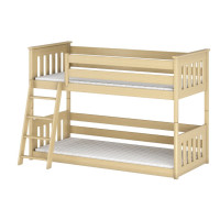 Dětská patrová postel s Montessori lůžkem z masivu borovice KEVIN - 200x90 cm - PŘÍRODNÍ