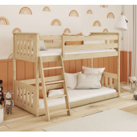Dětská patrová postel s Montessori lůžkem z masivu borovice KEVIN - 200x90 cm - PŘÍRODNÍ