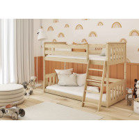 Dětská patrová postel s Montessori lůžkem z masivu borovice KEVIN - 200x90 cm - PŘÍRODNÍ