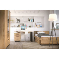 Postel s úložným prostorem LAMELO LA26 - 200x160 cm - dub wotan/černá