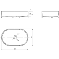Sapho THIN umyvadlo na desku, Rockstone, 55x35cm, carina/bílá mat WN205-41