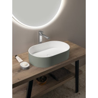 Sapho THIN umyvadlo na desku, Rockstone, 55x35cm, verde/bílá mat WN205-44