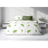 Saténové povlečení SATEEN Kapradiny - bílé/zelené - 160x200 cm + 2x 70x80 cm