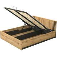 Postel s úložným prostorem LAMELO LA26 - 200x160 cm - dub wotan/černá