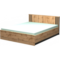 Postel s úložným prostorem LAMELO LA26 - 200x160 cm - dub wotan/černá