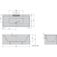 Polysan CASCATA L MONOLITH obdélníková vana 180x80x60cm, kaskáda nerez 73836ML.100