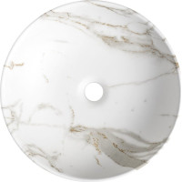 Sapho RONDANE keramické umyvadlo na desku Ø 41cm, bianco carrara AR435BC