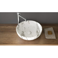 Sapho RONDANE keramické umyvadlo na desku Ø 41cm, bianco carrara AR435BC