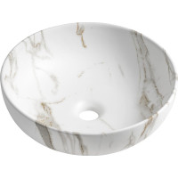 Sapho RONDANE keramické umyvadlo na desku Ø 41cm, bianco carrara AR435BC