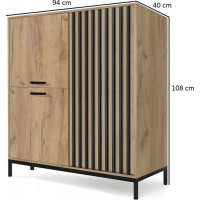 Komoda LAMINO 2 - dub craft/černá