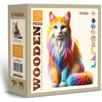WOODEN CITY Dřevěné puzzle Duhová kočka 250 dílků