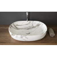 Sapho CALEO keramické umyvadlo na desku, 60x42cm, bianco carrara CA590BC