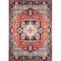 Kusový koberec FLANNEL PRINTED - Ornament - červený/tmavě modrý