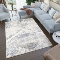 Kusový koberec RIVOLI Pattern - světle béžový/modrý