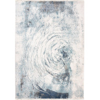 Kusový koberec RIVOLI Swirl - světle béžový/modrý