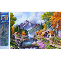Norimpex Diamantové malování Chaty u horské řeky 30x40cm
