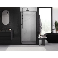 Sprchové dveře MEXEN EXO křídlové 70 cm - čiré - černé - 817-070-000-70-00