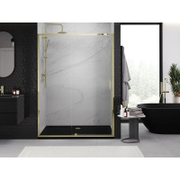 Sprchové dveře MEXEN EXO pivotové - dvoudílné - 135 cm - čiré - zlaté - 819-135-000-50-00