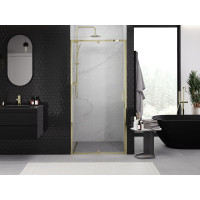 Sprchové dveře MEXEN EXO pivotové - dvoudílné - 125 cm - čiré - zlaté - 819-125-000-50-00