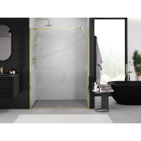 Sprchové dveře MEXEN EXO pivotové - dvoudílné - 130 cm - čiré - zlaté - 819-130-000-50-00