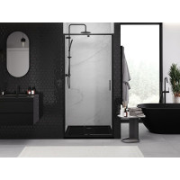 Sprchové dveře MEXEN EXO pivotové - dvoudílné - 90 cm - čiré - černé - 819-090-000-70-00