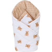 Oboustranná zavinovačka pro miminka 80x80 cm BABYMAM PREMIUM - Medvídek Teddy s béžovou minky