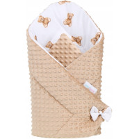 Oboustranná zavinovačka pro miminka 80x80 cm BABYMAM PREMIUM - Medvídek Teddy s béžovou minky
